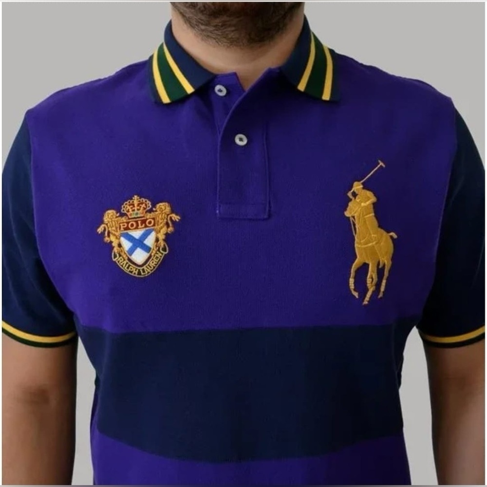 Polo by Ralph Lauren Purple and Navy Men's Shirt